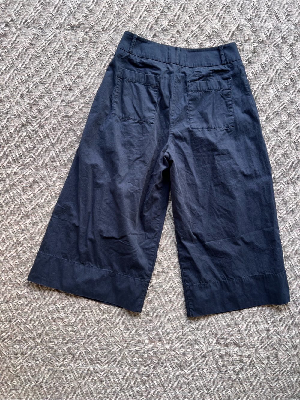 Anthropologie Black Cotton Wide Leg Culotte shorts Womens 4 Pleated High Rise - Picture 7 of 7